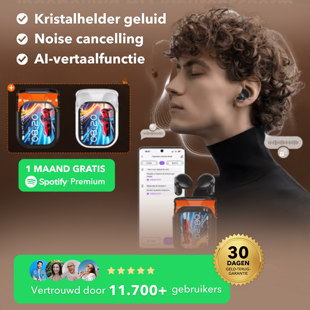 TalkPods™ - AI - hoofdtelefoon met directe vertaling en HD - scherm - LOOLA