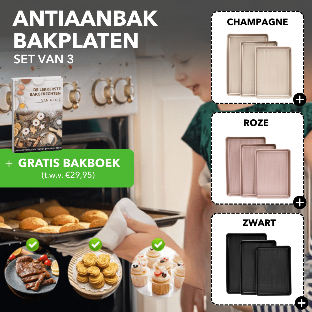 EasyBake™ - Antiaanbak stalen bakplaten (set van 3) - LOOLA