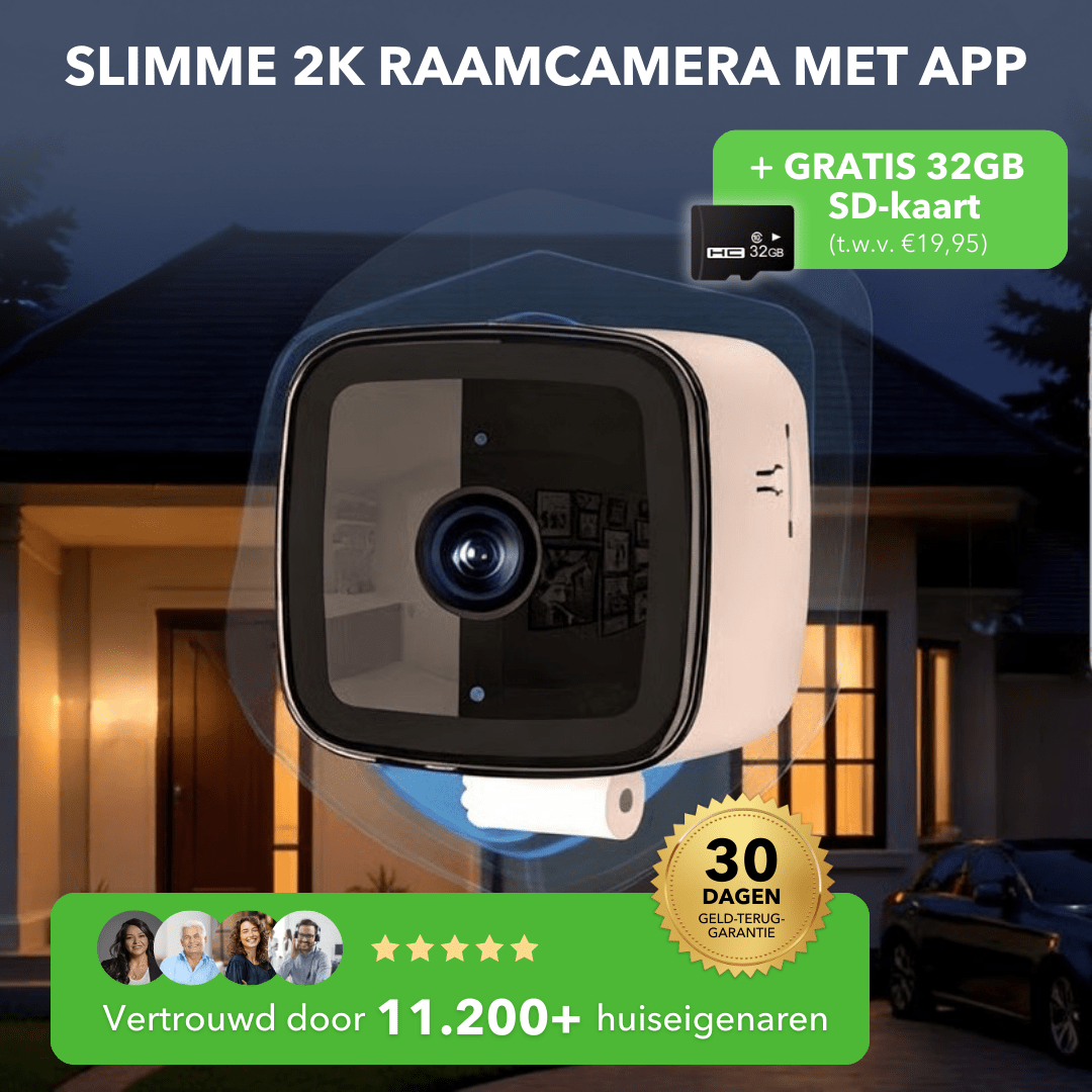 UltraView™ – Slimme 2K beveiligingscamera voor op het raam - LOOLA